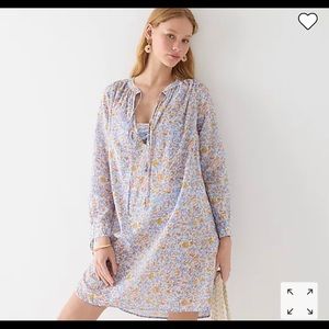 TIE-WAIST COTTON VOILE BEACH TUNIC DRESS IN AFTERNOON FLORAL Size: X-SMALL NWT